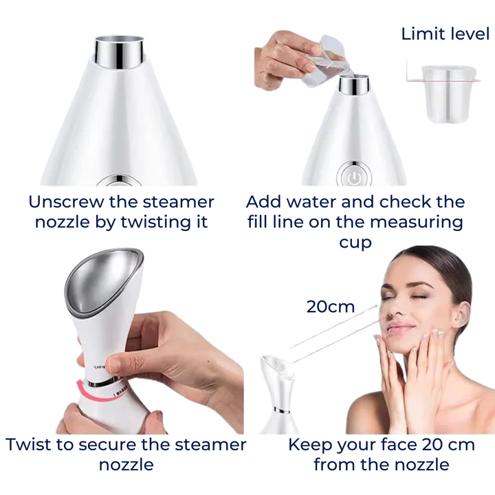 GlowMist | Ansiktsdamper – Dyp Pore Rensing – Fin Spray Teknologi – Hjemmespa Bolle