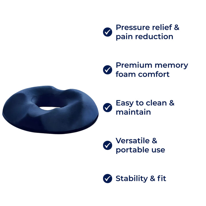 SitRelief | Donut-sittepute – Halebein- & hemorroide lindring – Minne-skum – Vaskbar trekk – Kontor, reise, etter fødselen bruk Skanto