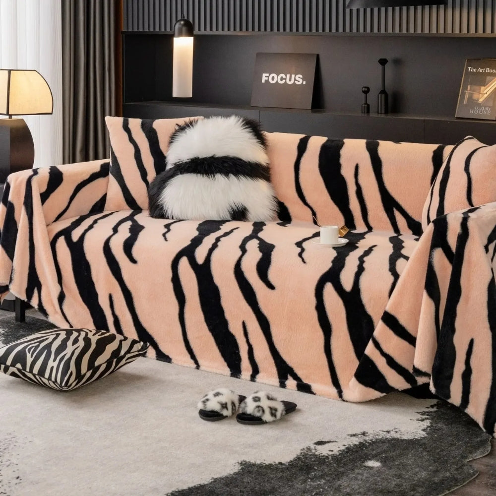 Skanto | Wild Stripes Zebra Fleece Sofa Cover