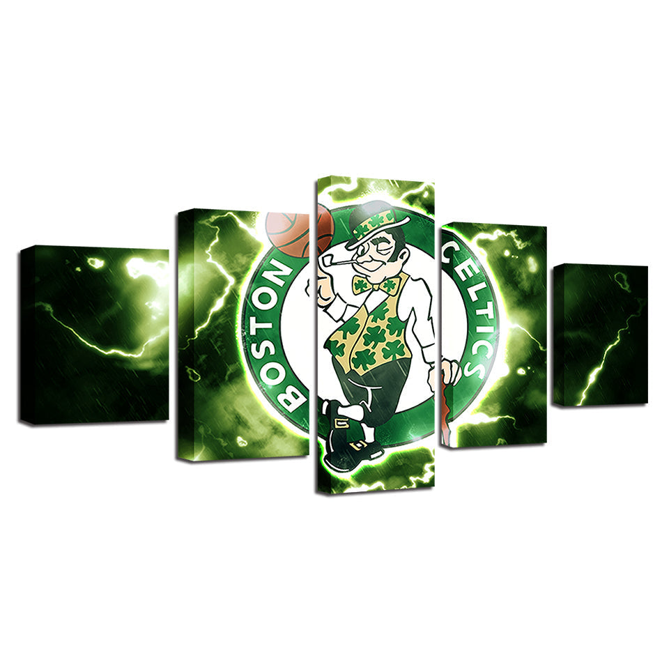 Elektriserende Boston Celtics 5-Delt - Lerret Veggkunst Maleri