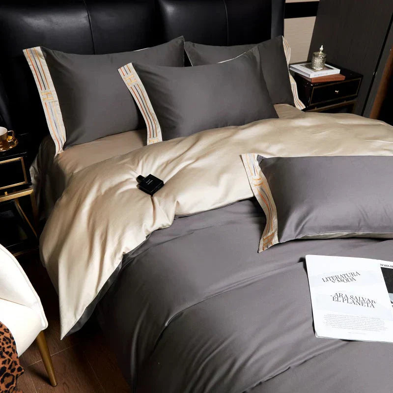 Skanto | Luksus Satin Kattong Dynetrekk Sett for Soverom