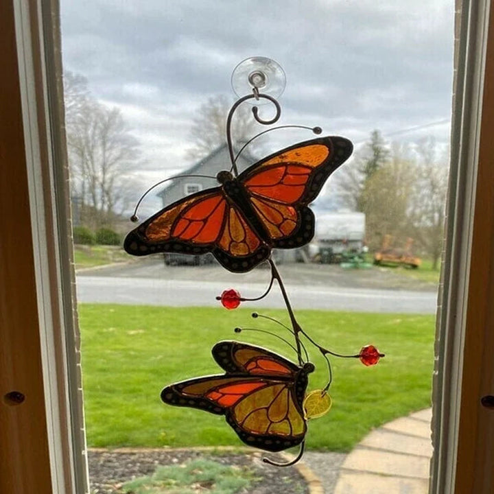 Flekkete Monarch Butterfly Glass Window Decor | Skanto