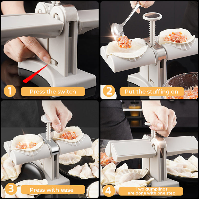 🥟Hushold Dobbel Hode Automatisk Dumpling Maker Form🧑‍🍳God hjelp i kjøkkenet | Skanto