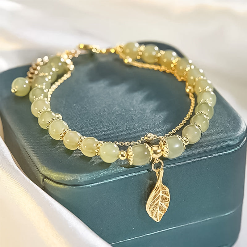 Skanto | Hetian Jade Armbånd med Blad