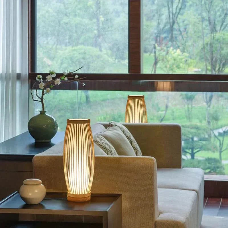 Skanto | Japansk Bambus Bordlampe med Varmt Lys