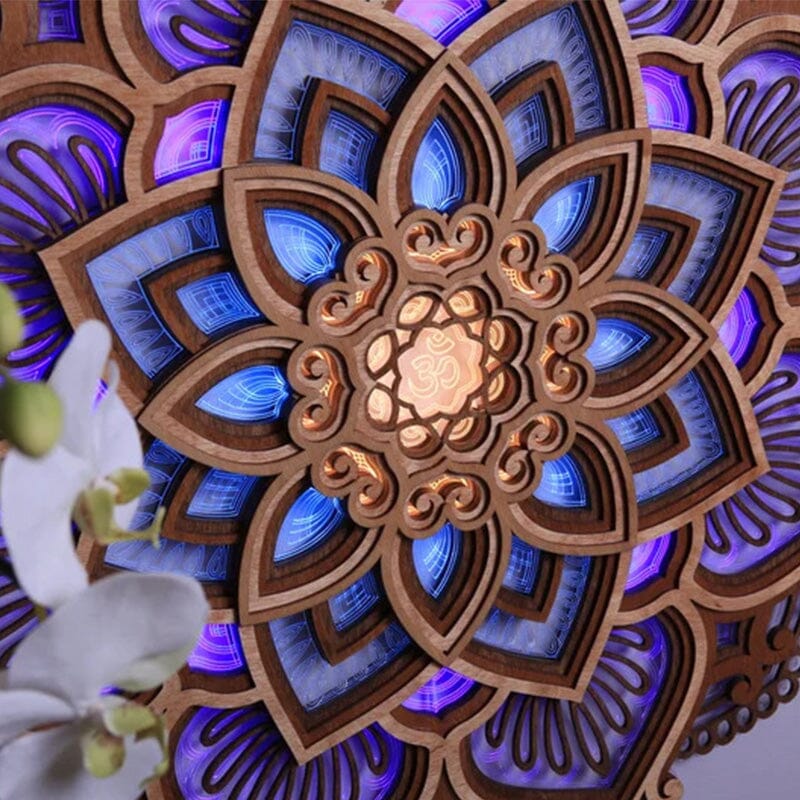 Skanto | Håndlaget Mandala Vegglys laget av Tre