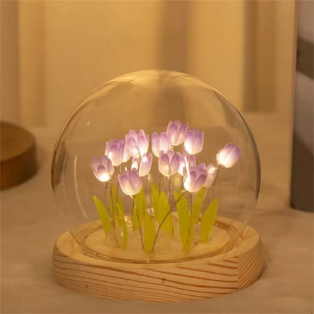 Skanto | Håndlaget kunstig tulipan LED nattlampe bordlampe for soverom og gaveinnredning