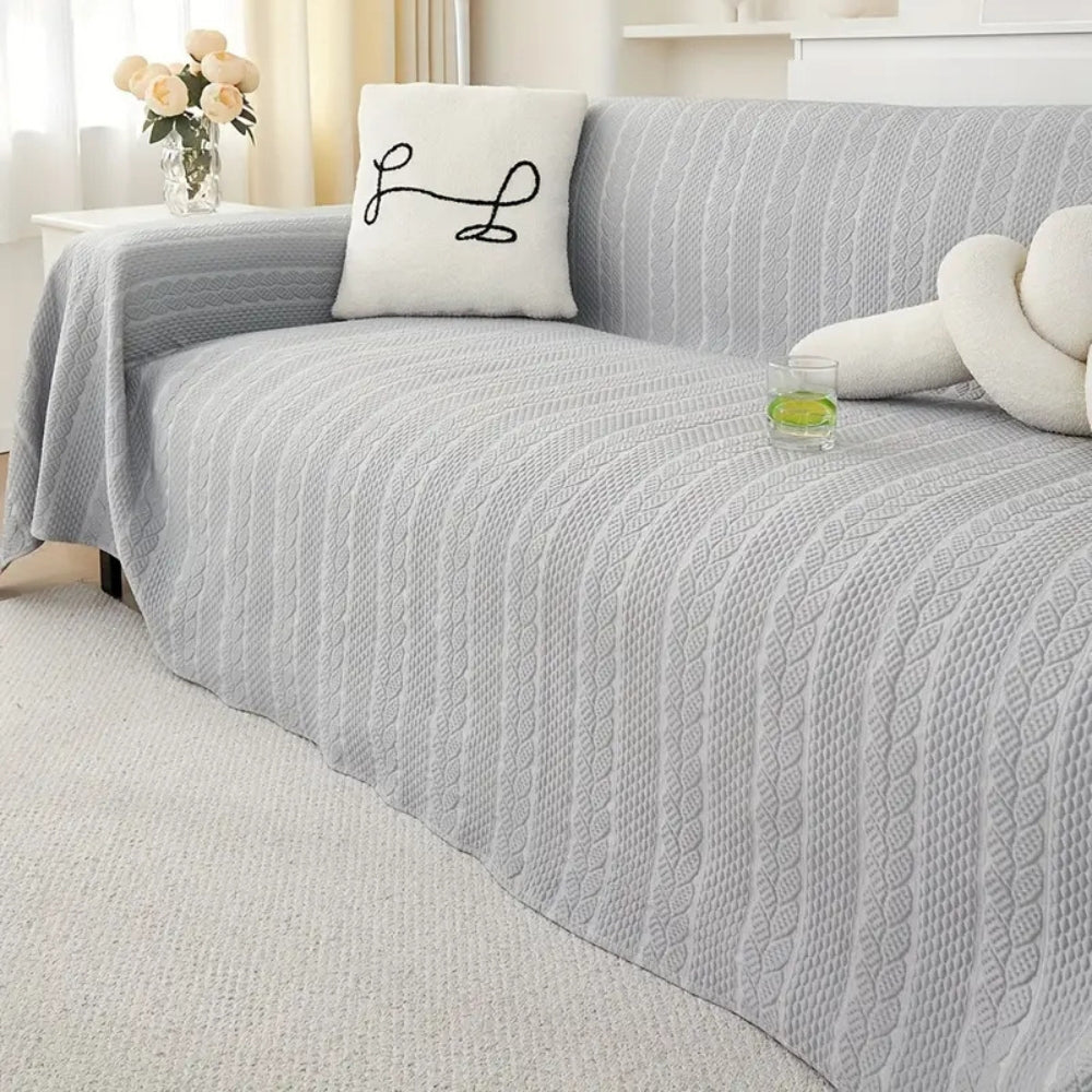 Skanto | Tranquil Plush Leaf Sofa Cover