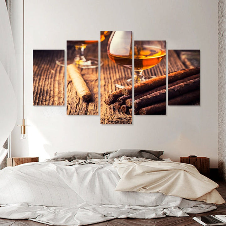 5-delt moderne brun kunst - lerret veggkunst maleri | Skanto
