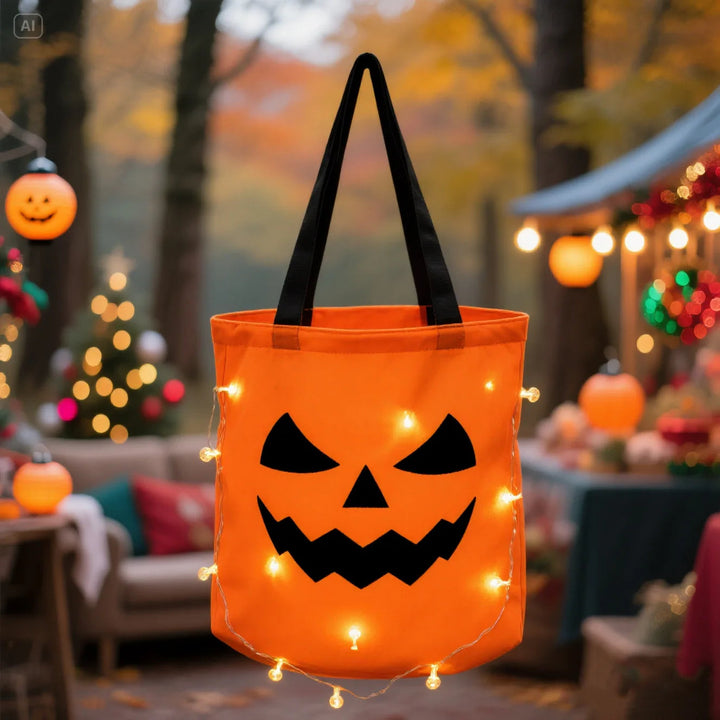 Skanto | Halloween Behandlepose LED Græskarcandybøtte