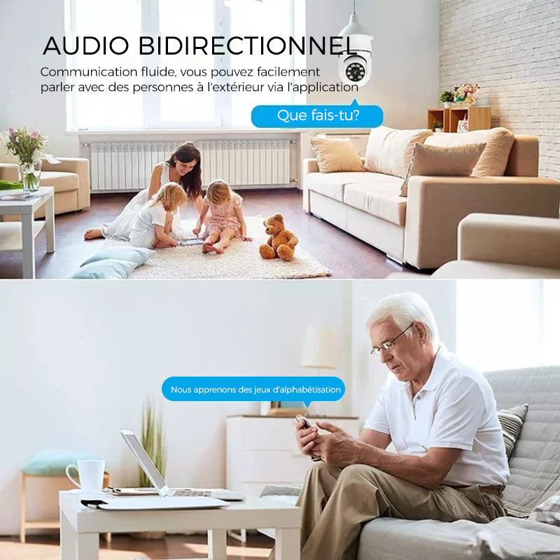 Trådløst wifi sikkerhetskamera med pære | Skanto