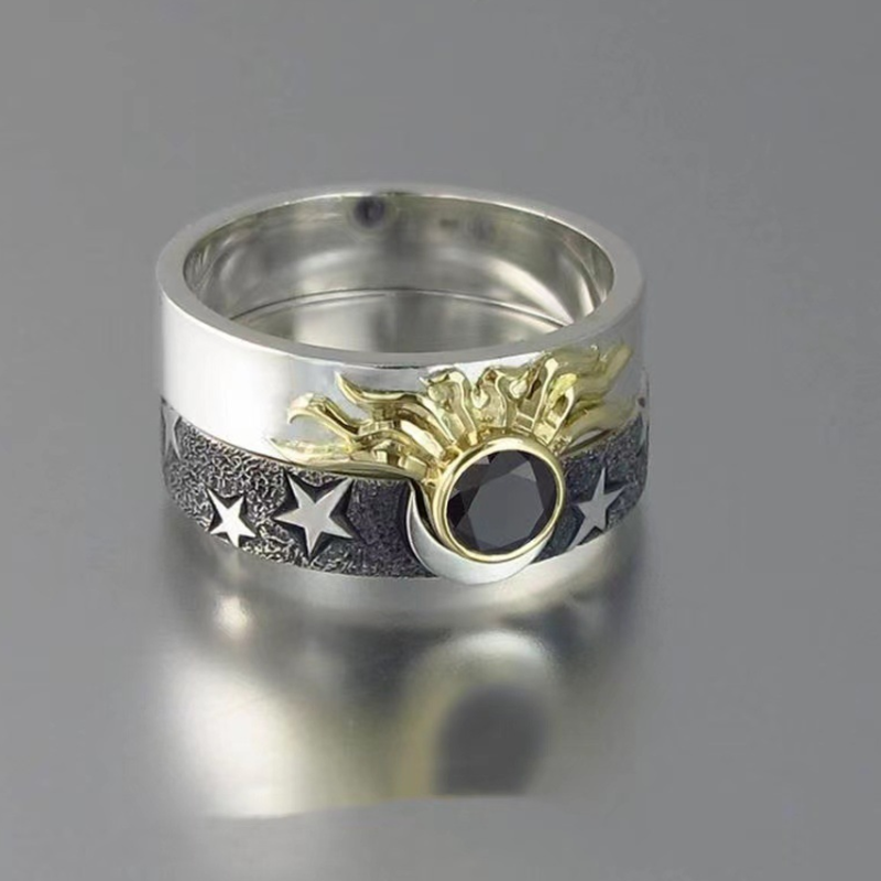 Skanto | Vintage Stjerne Måne Sol Ring Sett