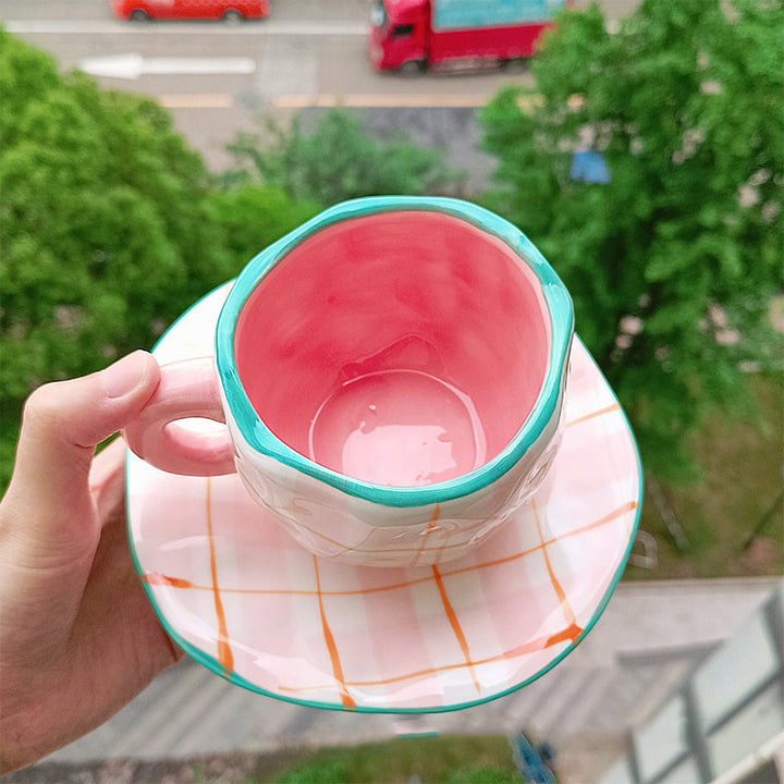 Håndmalt kreativ kaffekopp, keramisk tekopp og fatsett | Skanto
