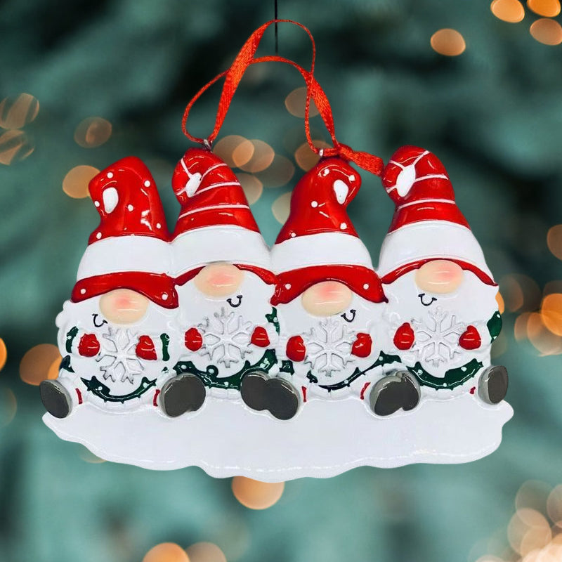 Skanto | 4 Navn-Egen Familie Jule X-mas Tre Dekorasjon Ornament med Navn-Dverger Familie