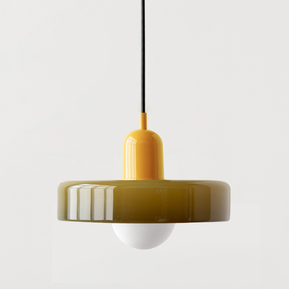 Skanto | Pendellampe laget av farget glass | Elegant hengelampe i Bauhaus-stil | Designlampe for stue og spisestue