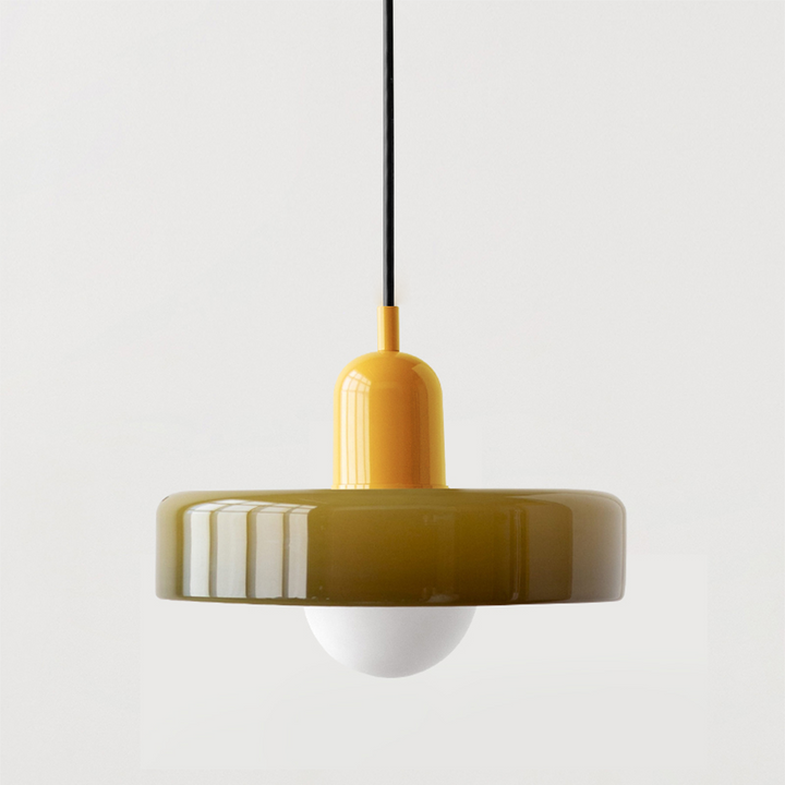 Skanto | Pendellampe laget av farget glass | Elegant hengelampe i Bauhaus-stil | Designlampe for stue og spisestue