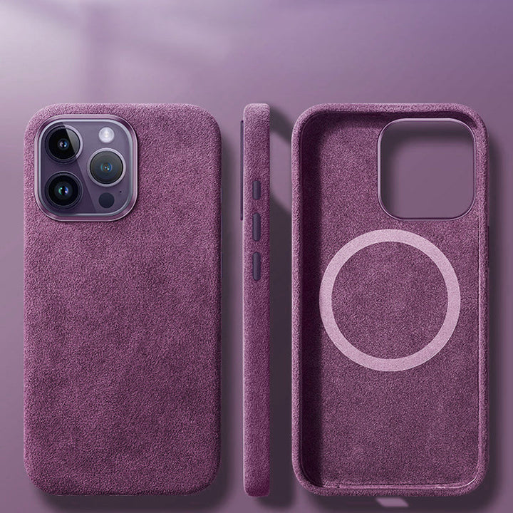 Magnetisk deksel i italiensk Alcantara til iPhone