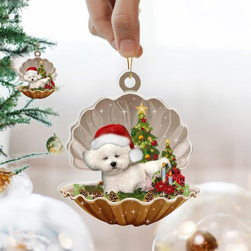 Skanto | Fransk Bulldog - Sovende Perle i Jule Dobbel Ornament