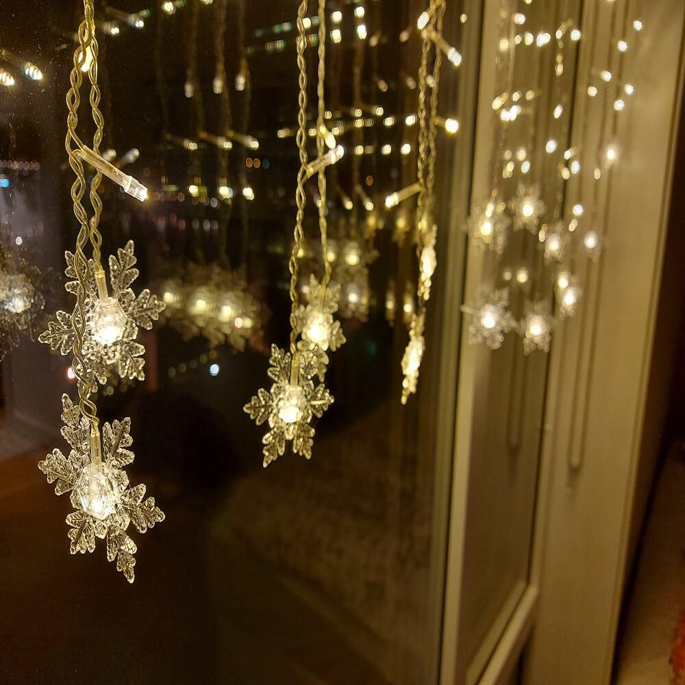 Skanto | LED-Gardin Lyskjede med Snøfnugg | Innendørs & Utendørs