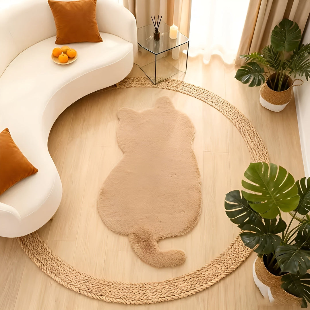 Mindre teppe i katteform – Mykt og koselig | Perfekt for sofa, hylle eller kommode | Skanto