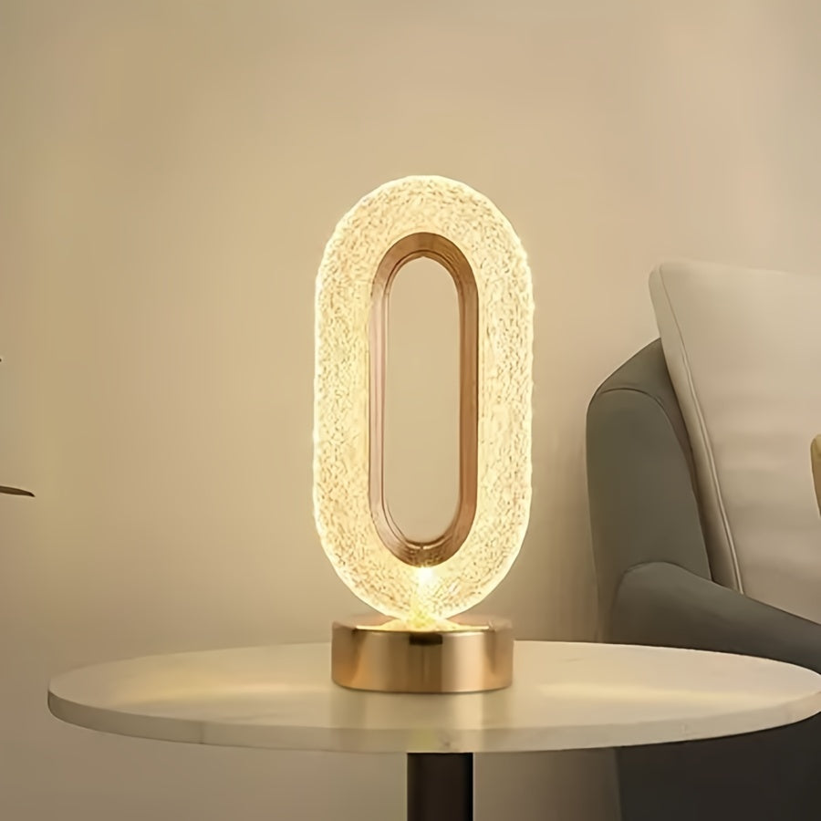 LuxeGlow – Elegant Oval Crystal Table Lamp Skanto