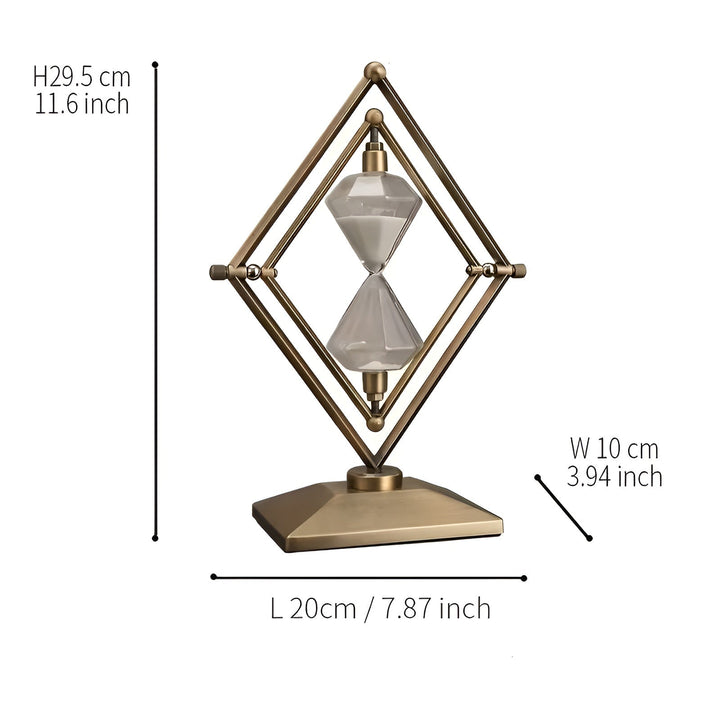 Timeglass med geometrisk metallramme – Dekorativ og avslappende | Med hvit sand som meditasjonstimer | Skanto