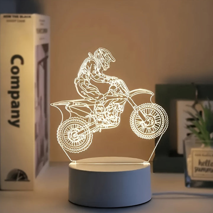 MotoLamp - 3D LED Nattlampe Motocross Tema Skanto