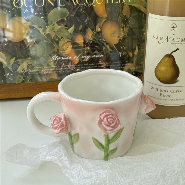 Kunstnerisk 3D blomst keramisk krus – Fangende tulipan- og rose-design | Skanto