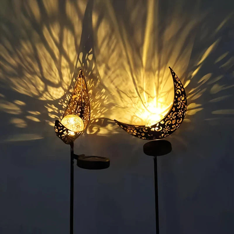 Skanto | Solhagen Lys laget av Metall – Vanntett LED Design i Måne, Flamme, Sol eller Stjerneform