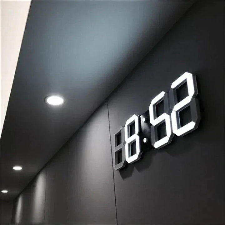 Skanto | TimeGlow 3D LED Veggklokke – Digital klokke med justerbart lys