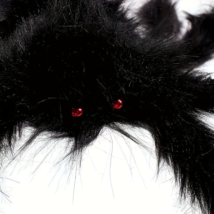 Skanto | WebCreeper Halloween Dekorasjon Sett – 2 Gigantiske Edderkopper 50cm med Deformert Edderkoppnett