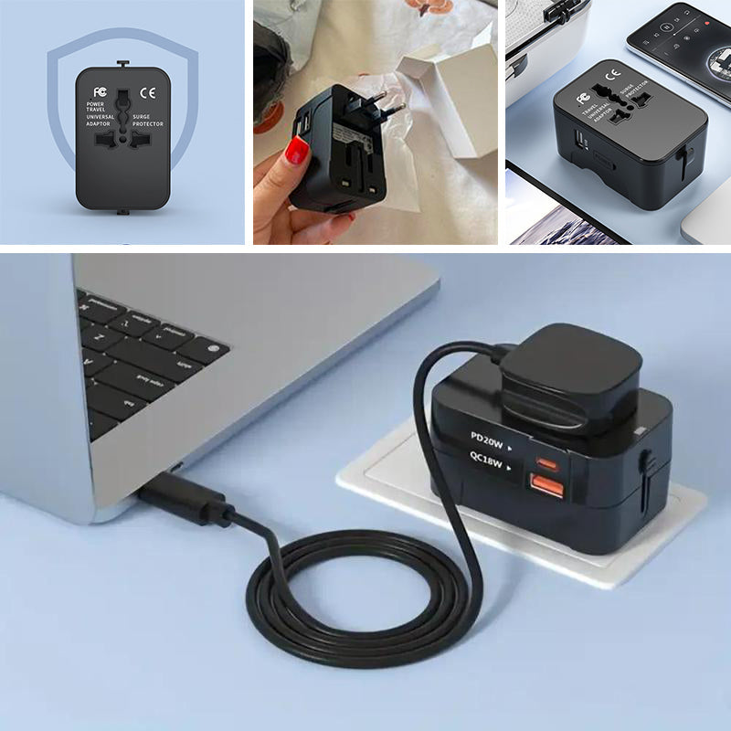 Universell reiseadapter med doble USB-porter | Skanto
