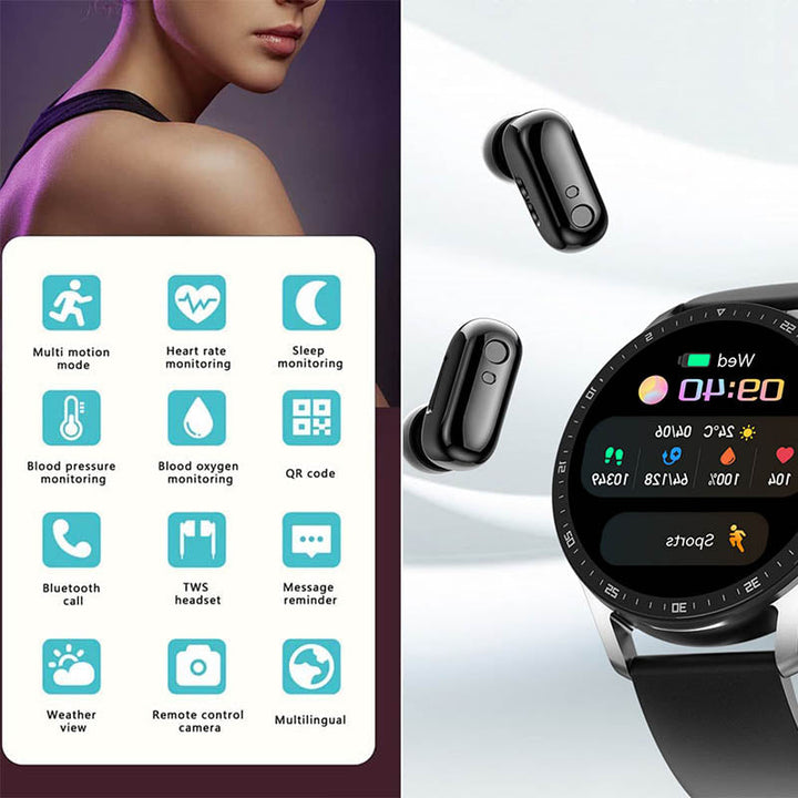2-i-1 Smartklokke med Bluetooth-hodetelefoner | Skanto