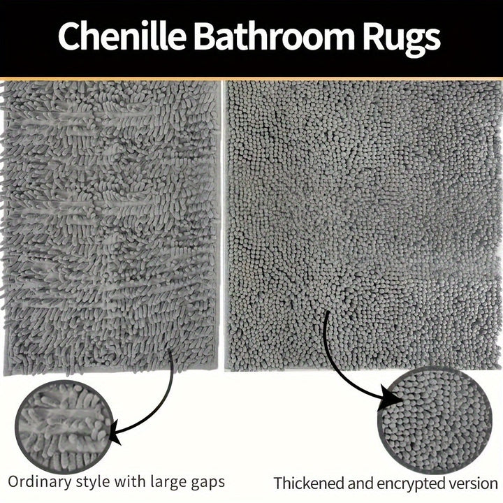 Rund LuxeChen Badmat Ultra-Myk Chenille – Antiskli & Hur tørk | Skanto