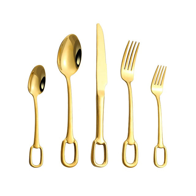 5Pcs Bestikk Sett Rustfritt Stål Bestikk Sett Elegant Middagsservise | Skanto