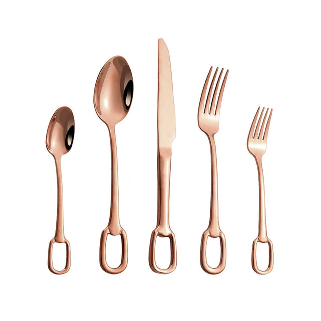 5Pcs Bestikk Sett Rustfritt Stål Bestikk Sett Elegant Middagsservise | Skanto