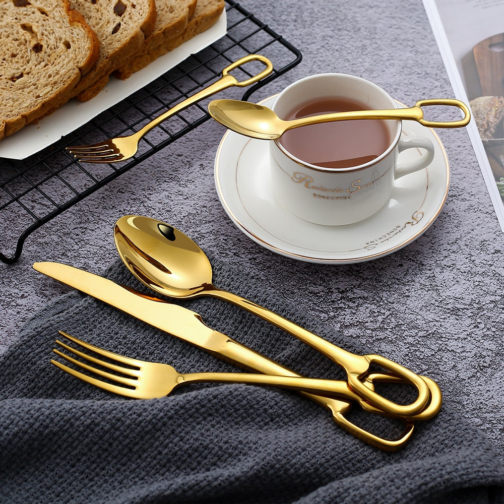 5Pcs Bestikk Sett Rustfritt Stål Bestikk Sett Elegant Middagsservise | Skanto
