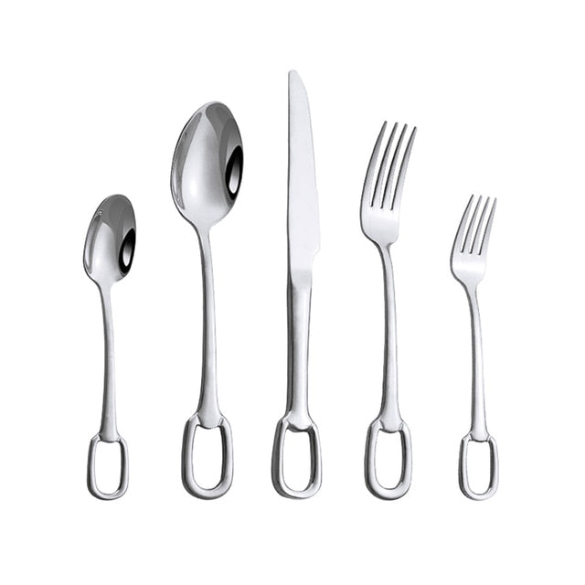 5Pcs Bestikk Sett Rustfritt Stål Bestikk Sett Elegant Middagsservise | Skanto