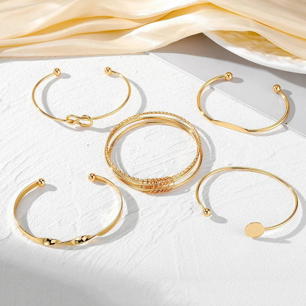 Skanto | 5stk Twist Bangle Armbånd Stabel