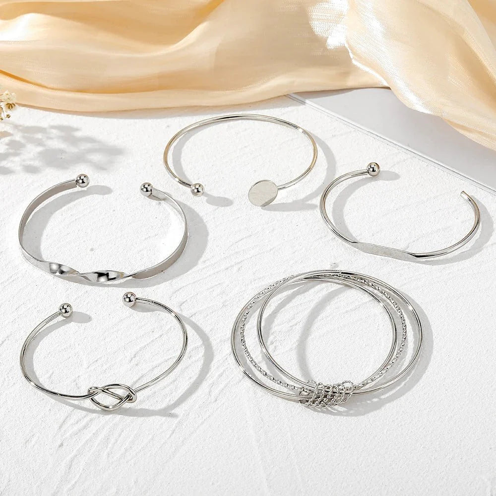 Skanto | 5stk Twist Bangle Armbånd Stabel