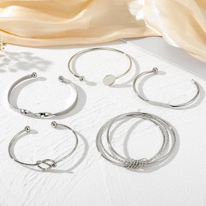 Skanto | 5stk Twist Bangle Armbånd Stabel