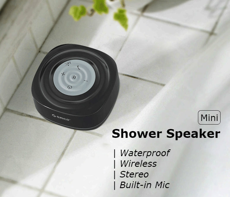 Skanto | Mini Bærbar Vanntett Trådløs Bluetooth 4.2 Dusj Høyttaler Med Sugekop & Innebygd Mikrofon