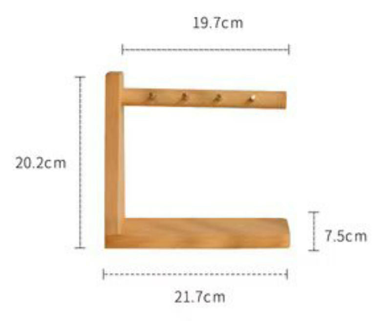 Skanto | Solid Wood Key Organizer with 6 Key Hooks and Storage Platform, No Installation Required, Suitable for Storing Keys, Glasses, Wallets and More