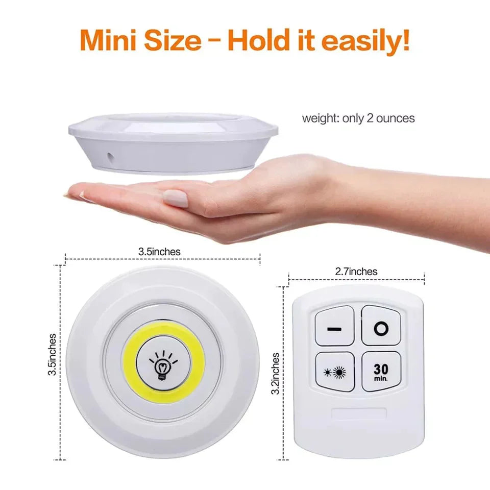 3 stk trådløse LED-lamper kleslys med fjernkontroll Skanto