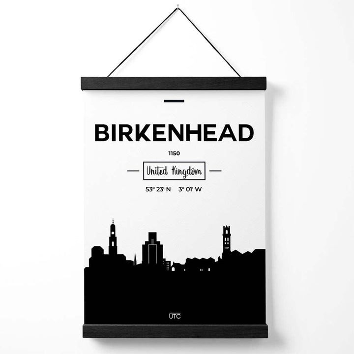 Birkinhead svart-hvitt bybildeplakat med oppheng