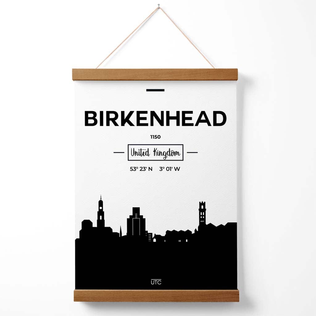 Birkinhead svart-hvitt bybildeplakat med oppheng