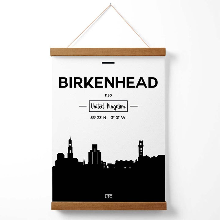 Birkinhead svart-hvitt bybildeplakat med oppheng