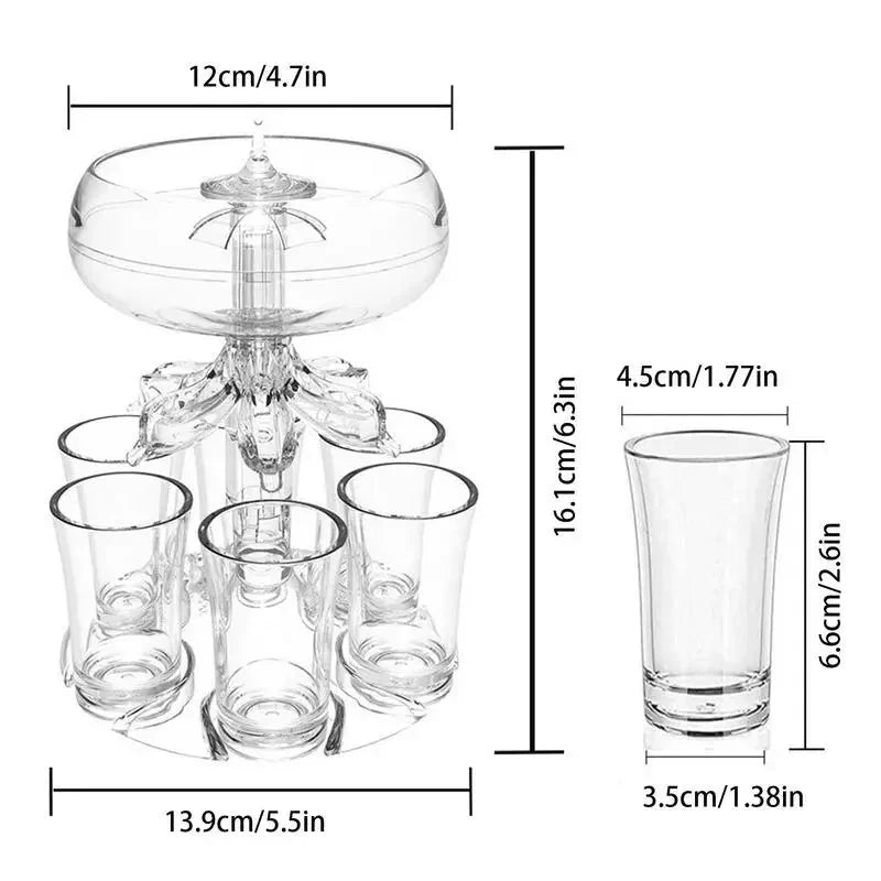 6 Shot Glass Dispenser og Holder Dispenser for Fylling av Væsker Shots | Skanto