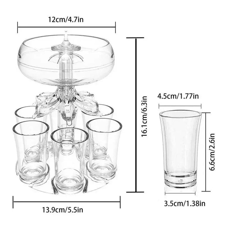 6 Shot Glass Dispenser og Holder Dispenser for Fylling av Væsker Shots | Skanto