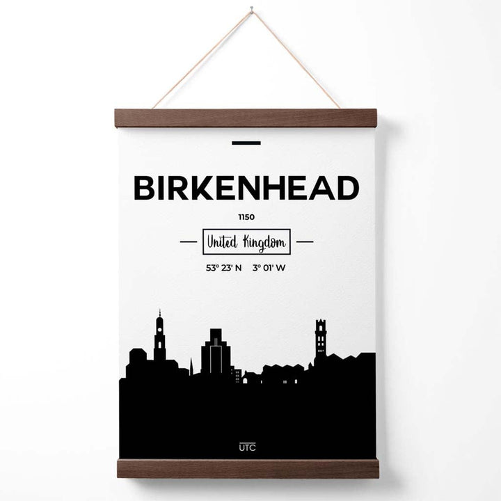Birkinhead svart-hvitt bybildeplakat med oppheng